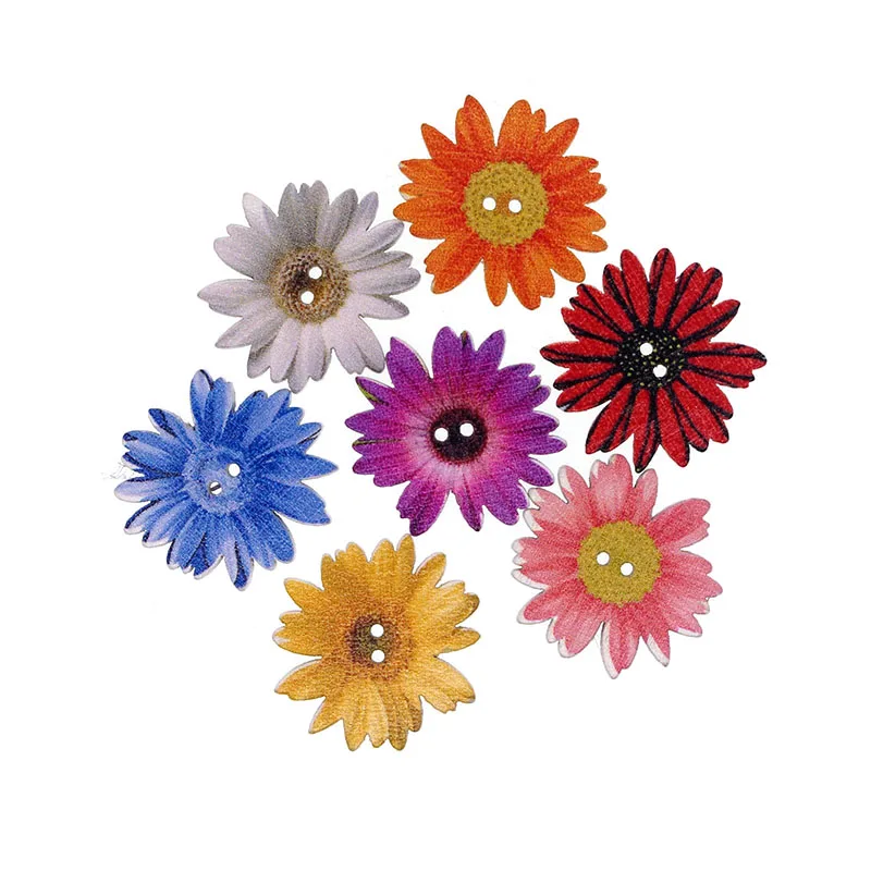 25mm Wooden Buttons Scrapbook Chrysanthemum diy buttons for crafts buttons for clothing sewing supplies sewing accessories