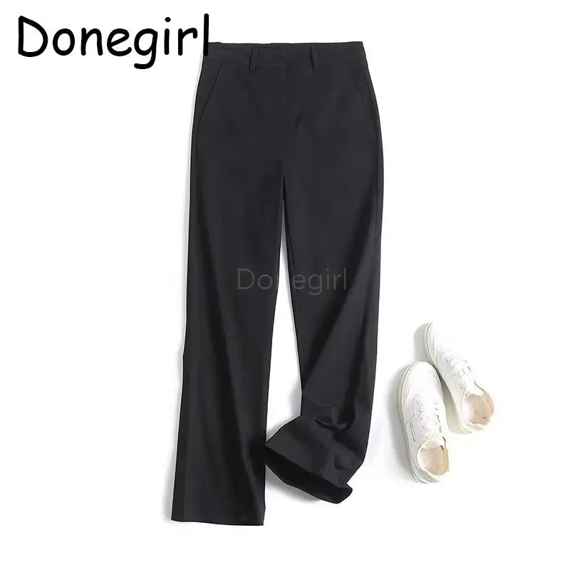 

Donegirl Autumn Winter New Women 2024 High Waist Solid Commute Flared Pants Simple Casual Trousers Female Versatile Bottoms Chic
