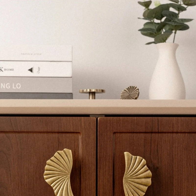 Brass Retro Lotus Leaf Electroplated Drawer Doors Kitchen Cabinets Bathroom Vanity Cabinets Knobs Antique Brass Hardware Handles