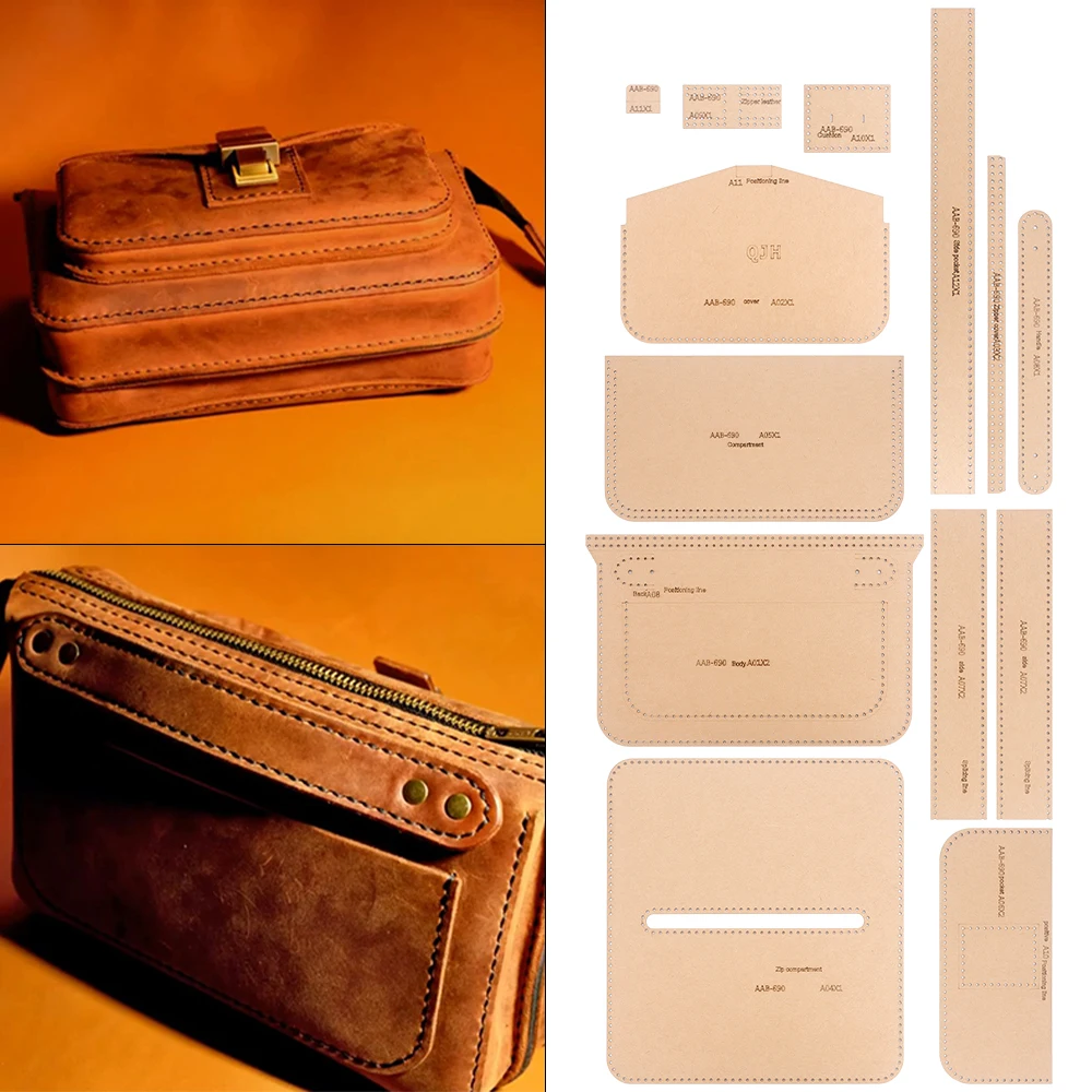 1 Set DIY Kraftpapier-Schablonen, Ideale Vorlage zum Manuellen Schneiden und Nähen von Musterzeichnungen für Herren-Leder-Handtaschen