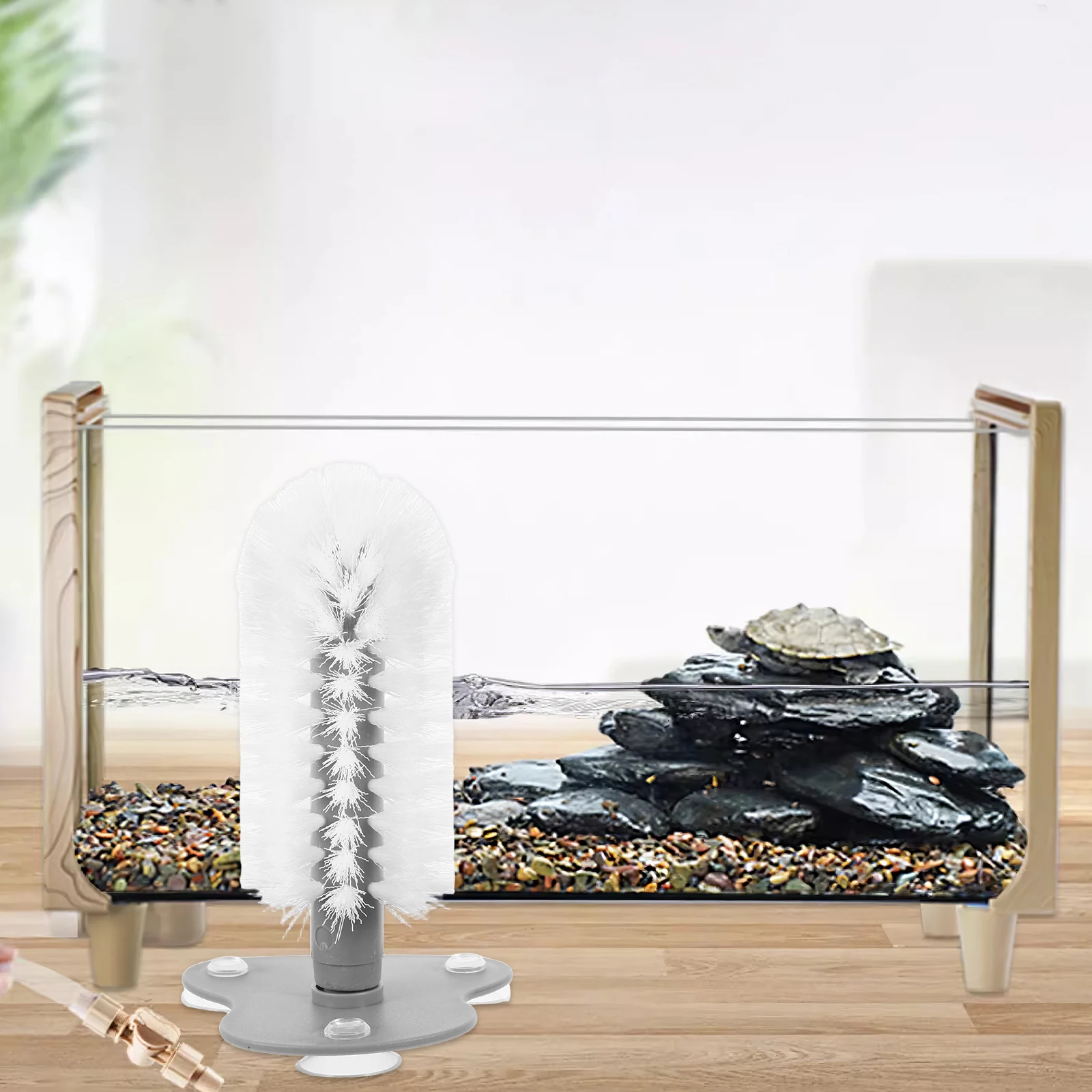 Turtle Shell Cleaning Brush with Cup Grey Abs Scrub Tool for Pet Care