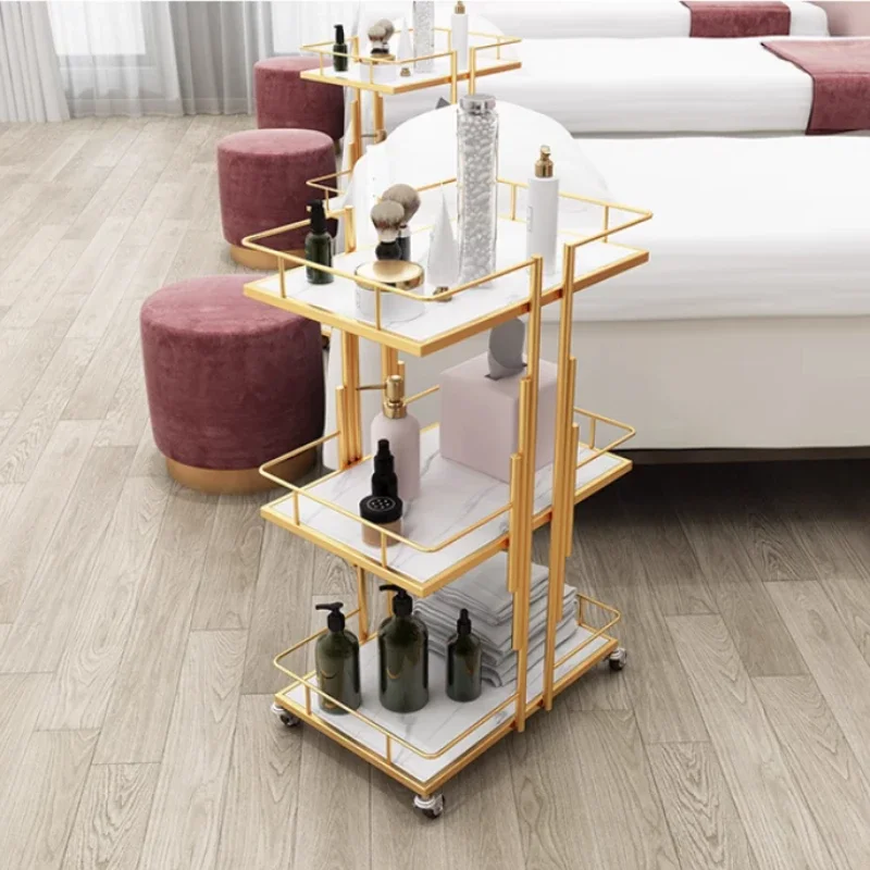 

Luxury Beauty Cart Nano Paint Salon Cart with High Guardrail Hairdressing Cart Medical Instrument Storage Rack