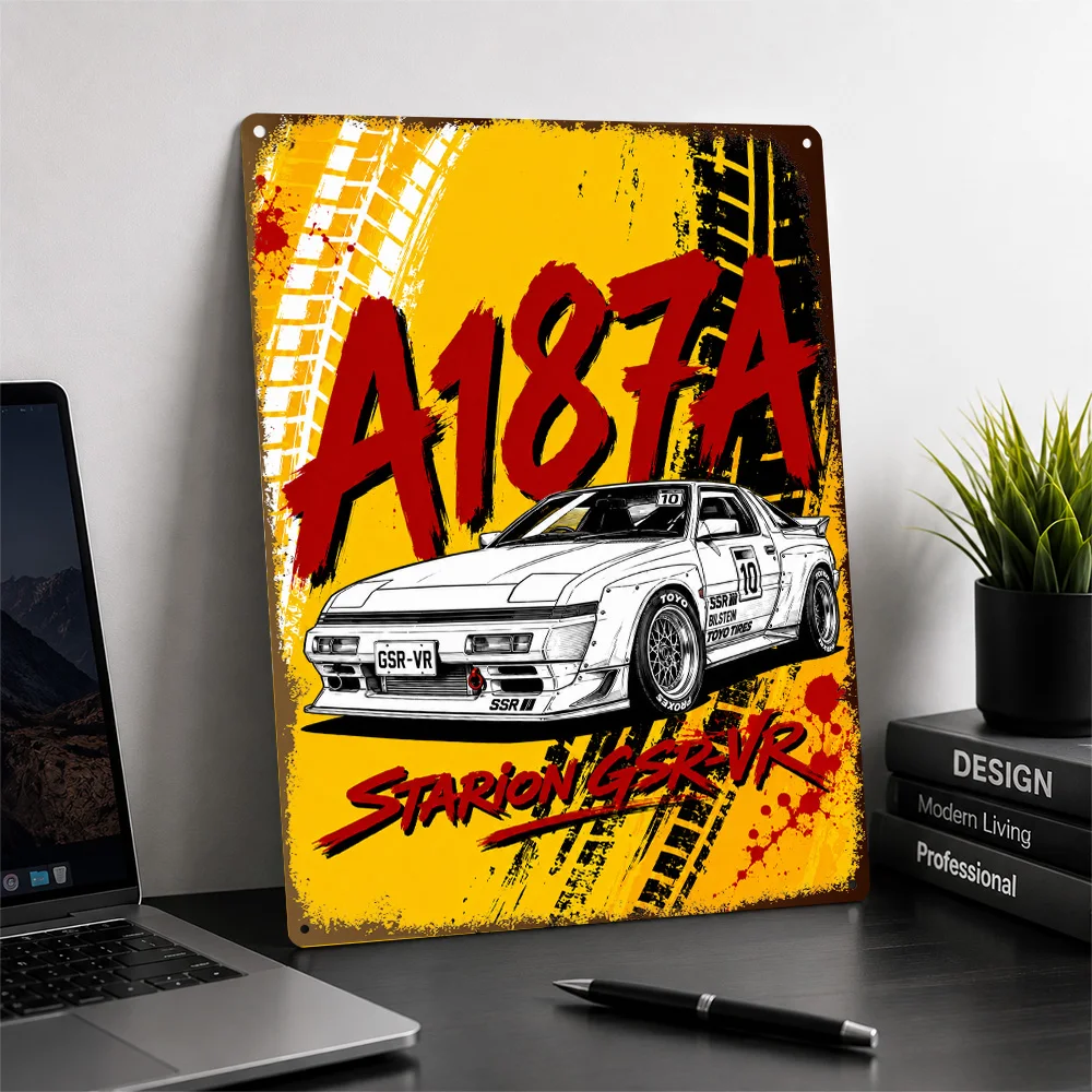 Japan Starion GSR-VR A187A White Sports Car Printed Poster Customized Metal Sign Track Culture Style Wall Art Ideal For Office