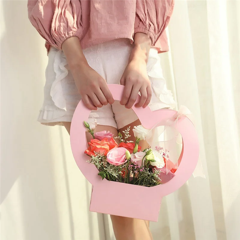 سلة الحب على شكل قلب صندوق هدايا عيد الحب صندوق تغليف الهدايا ورقة حلوة صندوق تزيين حفلات الزواج متين -A