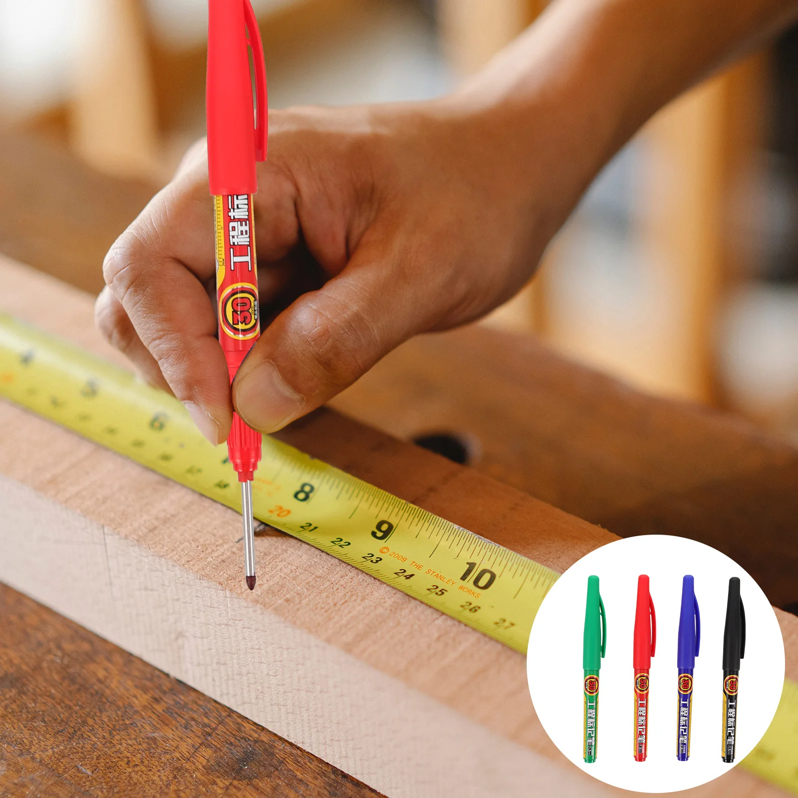 

4pcs Woodworking Marker Pens Long Tip Marking Pen For Glass Deep Hole Drilling Carpenter Tools Construction Fine Line