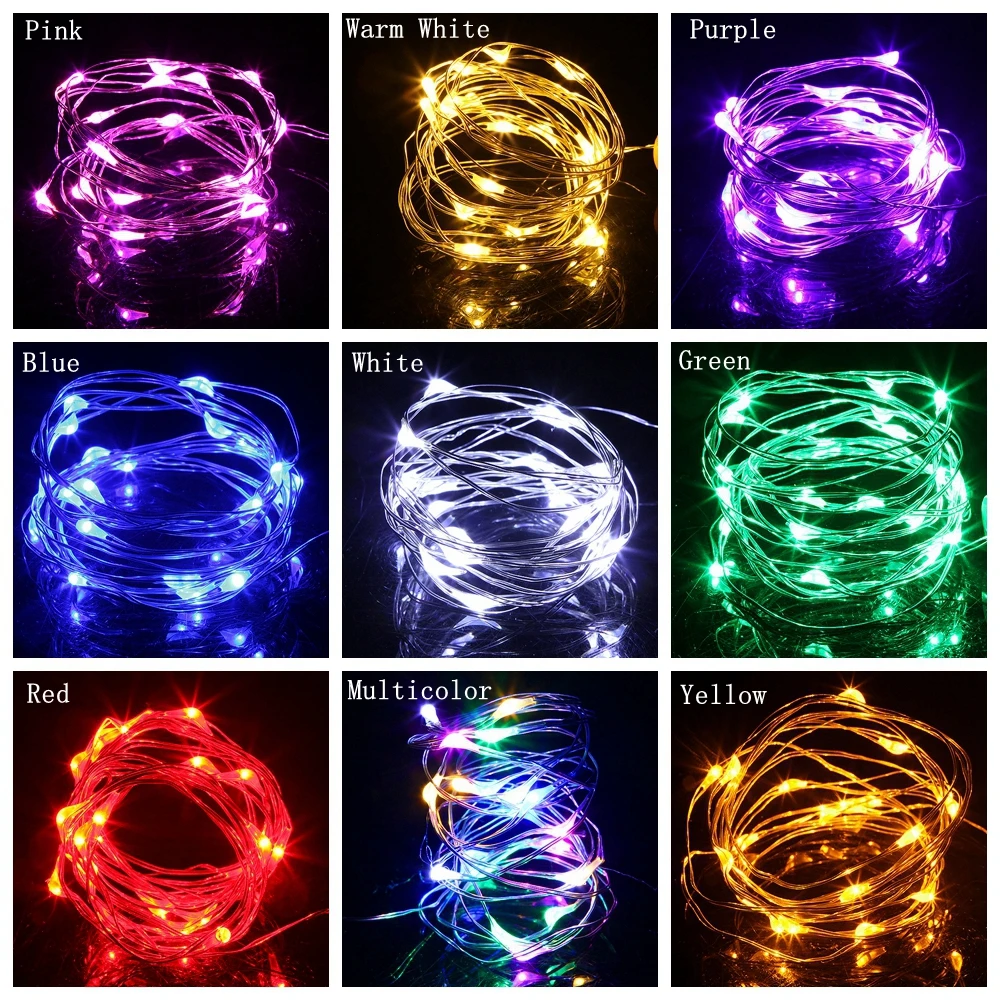 1m 2m 3m 5m 10m LED Copper Wire Fairy Light String Battery Wine Bottle Light USB Garland Wedding Party Christmas Day Decora