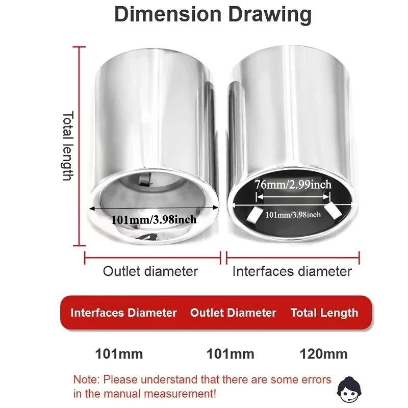 Muffler Tips Stainless Steel 304 For Mazda CX-3 CX-4 Cx-5 CX-50 CX-30 CX-7 CX-8 CX-9 For BMW Mini Cooper Exhaust Tip