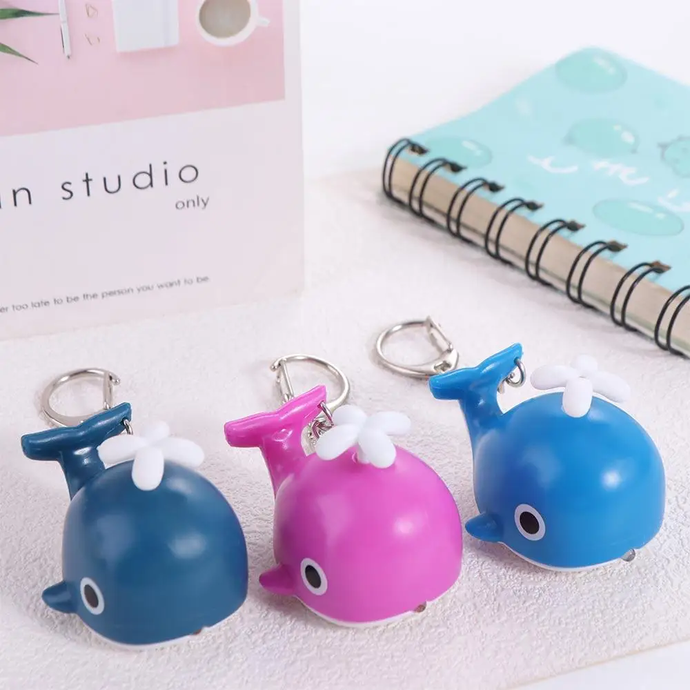 Sounds Light Sea Whale Keychain Luminous Flashlight LED Whale Keyring with Sound Metal Rings Animal LED Keychain Small Gift