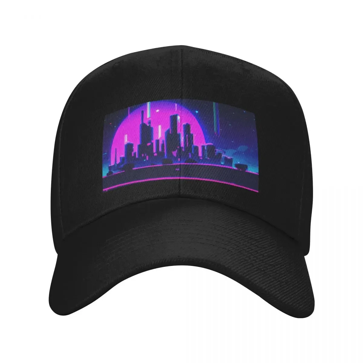 

Cyan synthwave city Baseball Cap hats for men Sunscreen Caps Male Women's