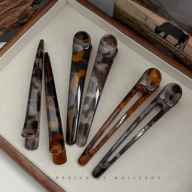 

Заколка с леопардовым принтом, большая заколка для волос в виде утконоса для женщин, модные аксессуары для волос, боковая челка, укладка волос на затылке