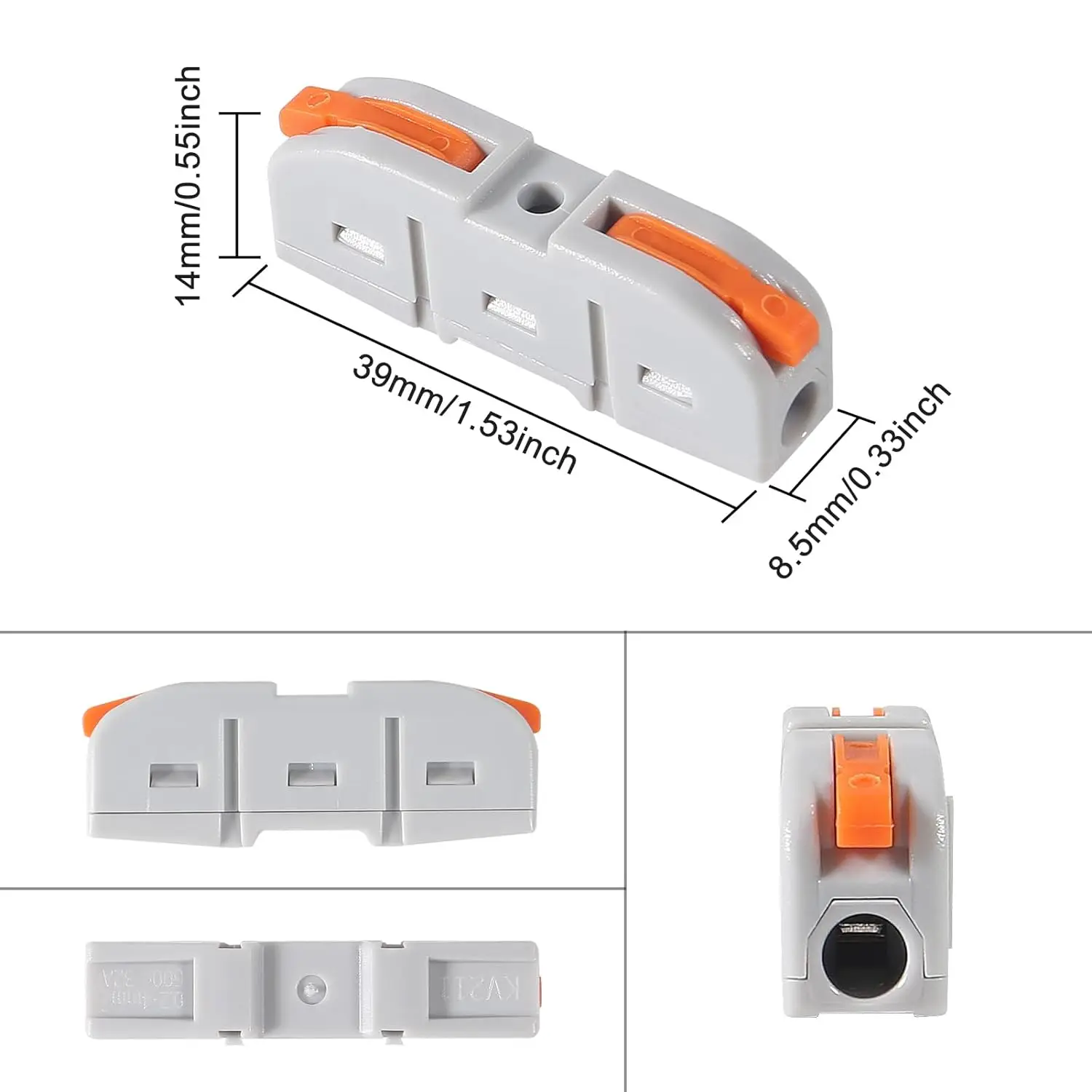 20 Pcs Wire Connector, 1 Conductor Compact Wire Connectors Splicing Connectors for Circuit Inline 24-12 AWG