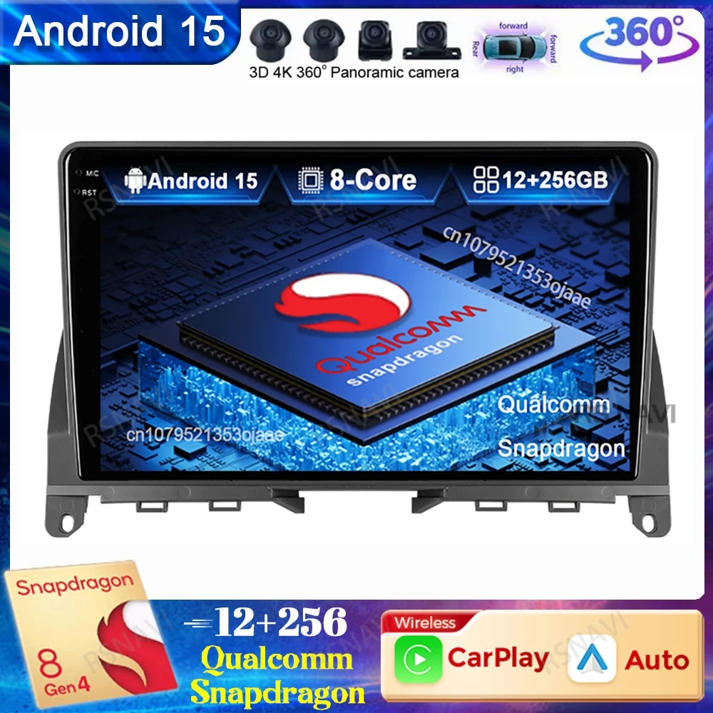 

Android 15 Car Radio For Mercedes Benz C Class3 W204 S204 2006-2011 Qualcomm Viedo Player Wireless Carplay Auto Multimedia DVD