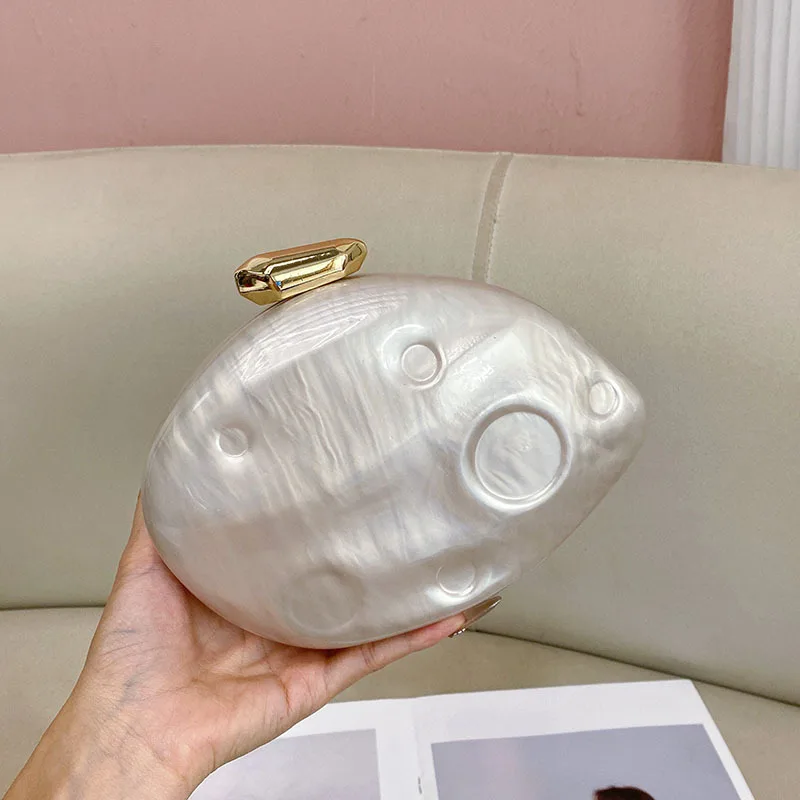 

Fashion acrylic bag, marble amber meteorite, goose egg box bag, celebrity dinner, messenger bag