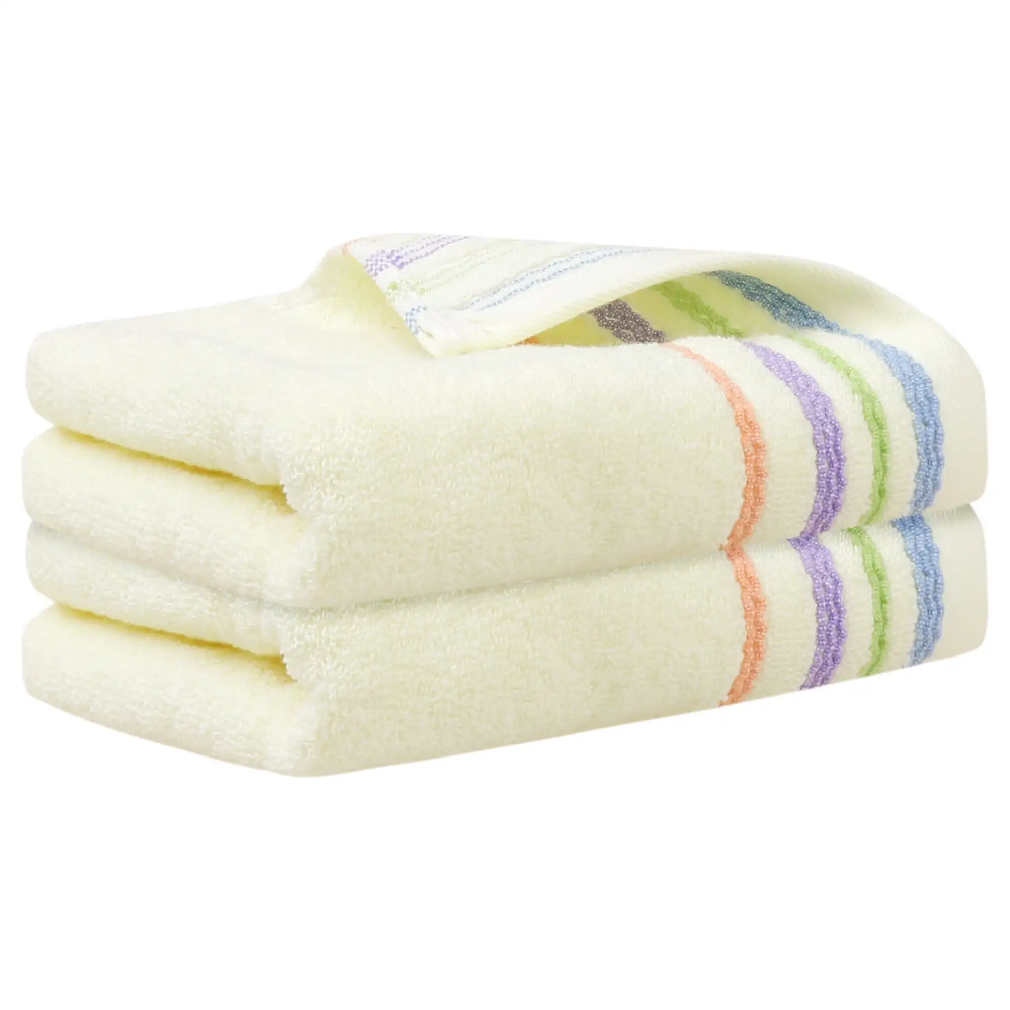 

Colorful Striped Pattern 2 Pack Hand Towels Quick Drying Towel Light Yellow 13 x 30