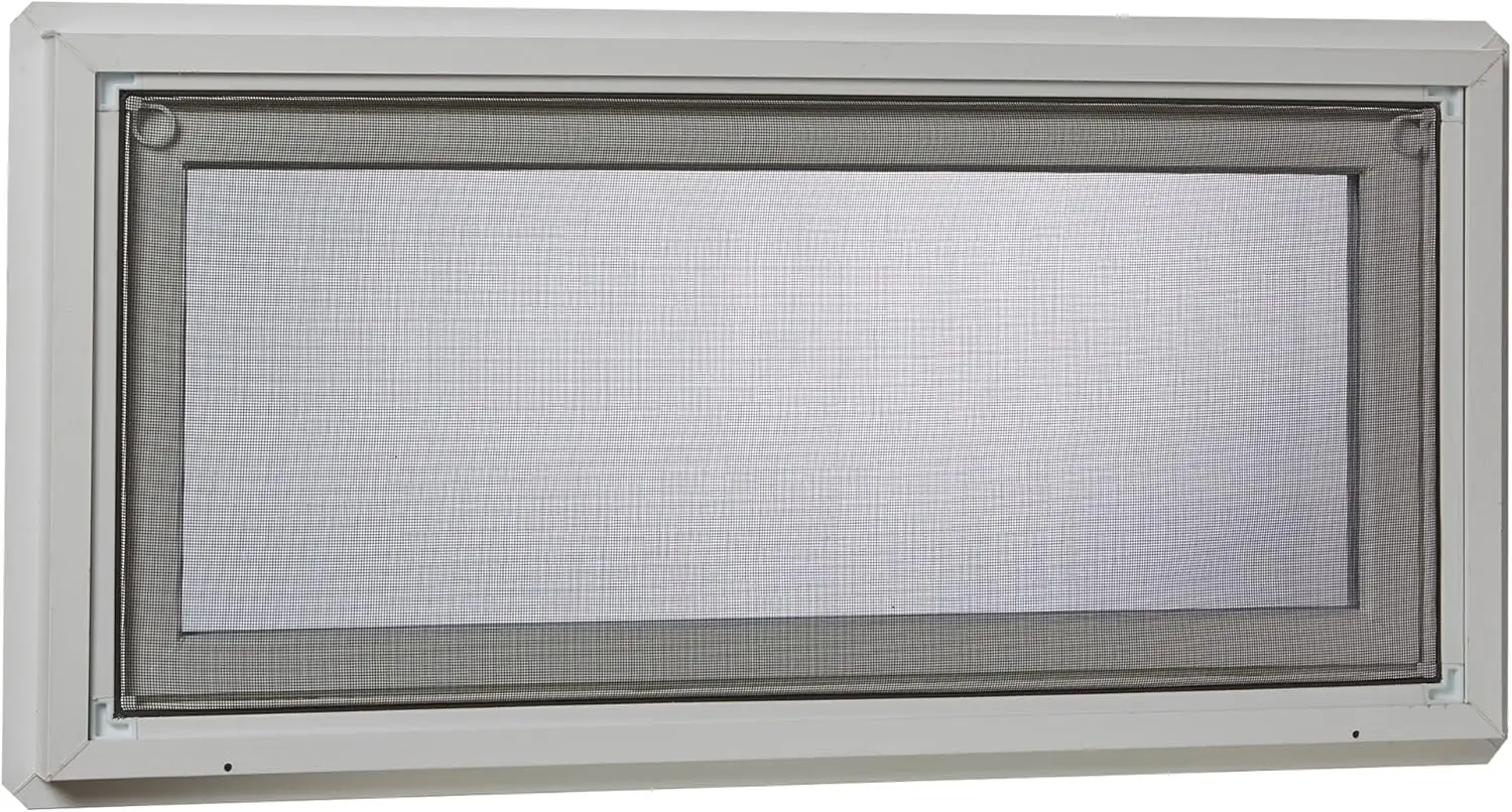 Vinyl Basement Hopper Window, 32" x 18", White & Window