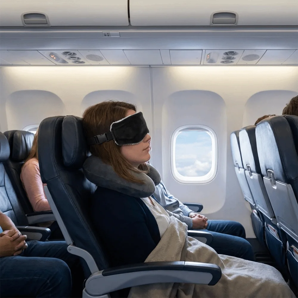 Travel Essentials Adjustable Travel Eyemask Ergonomic Soft Head Support Strap Multi-functional Compact Neck Pillow Airplanes
