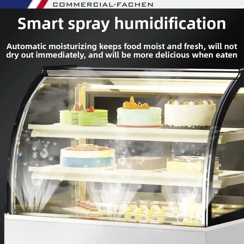 ZZ armadietto per torte da tavolo refrigerato per conservare bevande fresche, armadietto per dessert curvo per frutta commerciale