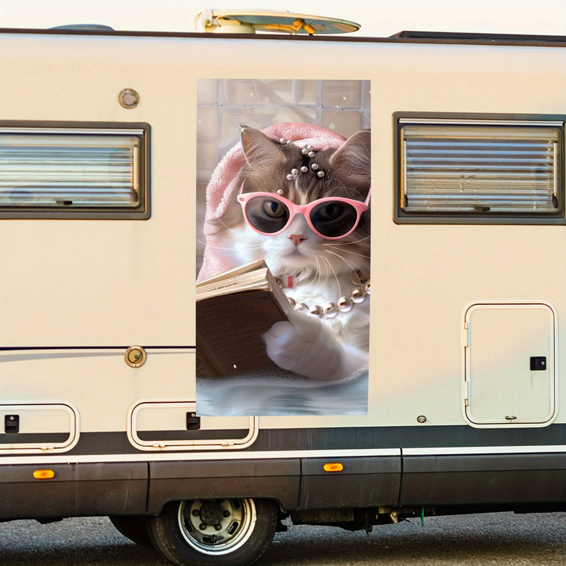 

Крутая наклейка на автомобиль для купания и чтения с котом, виниловая наклейка на сторону дома на моторику, водонепроницаемая самоклеящаяся виниловая наклейка на п.