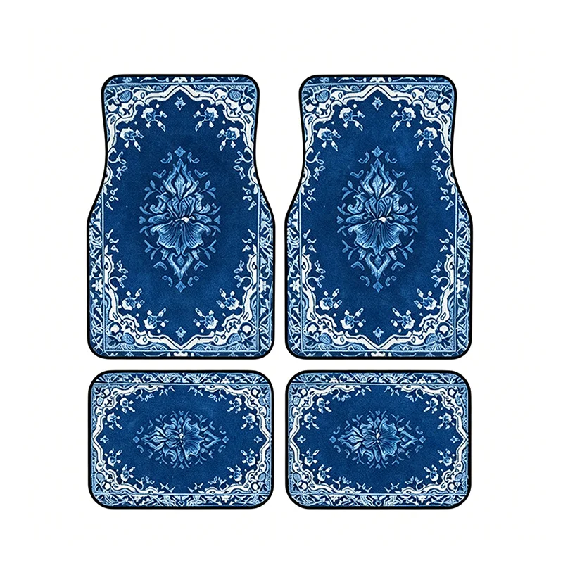 

4PCS Vintage Persian Rug Print Car Floor Mats Universal Non-Slip Carpet Foot Mats For Car Interior Accessories Men Women Gift