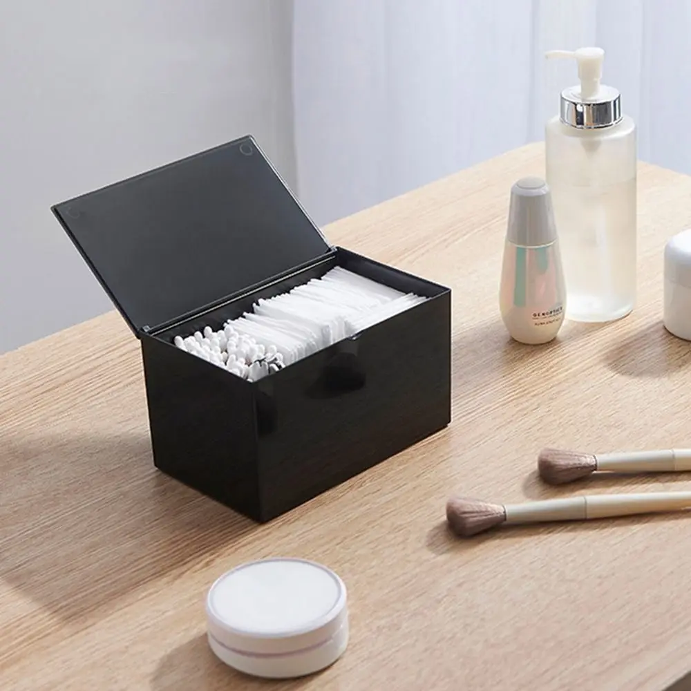 Plastic Flip Cotton Swab Box Transparent Square Toothpick Container Easy To Use with Lid Cotton Swab Storage Box Office
