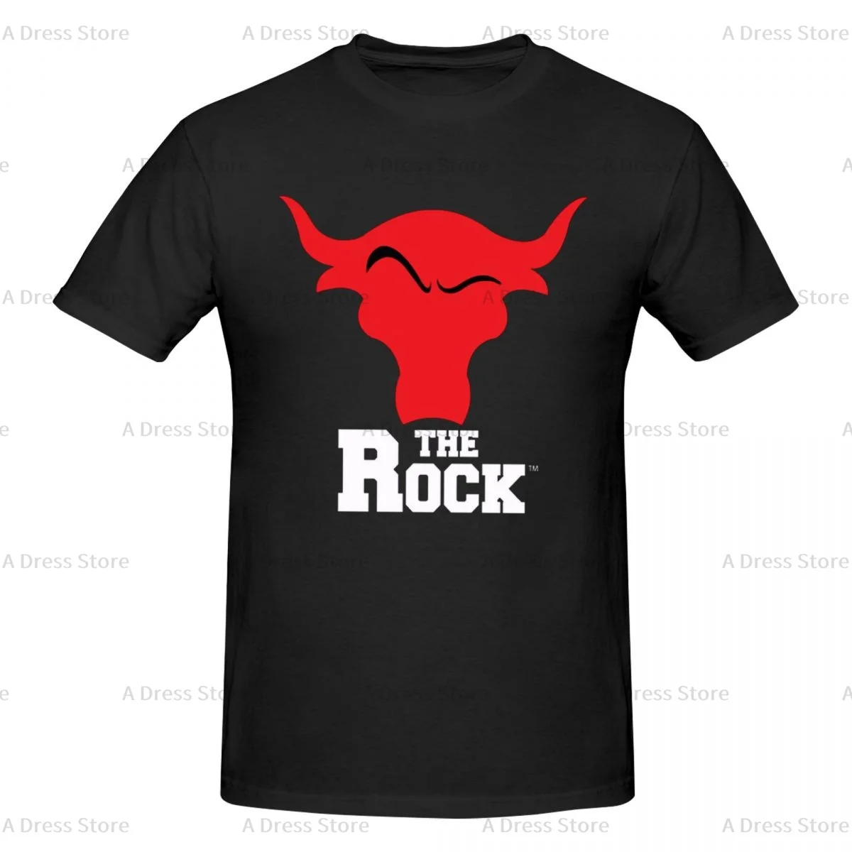 Men's WWE The Rock Bull Men's round neck Oversized T-shirt,Men's summer Vintage Casual Cotton Tee Shirt Gift