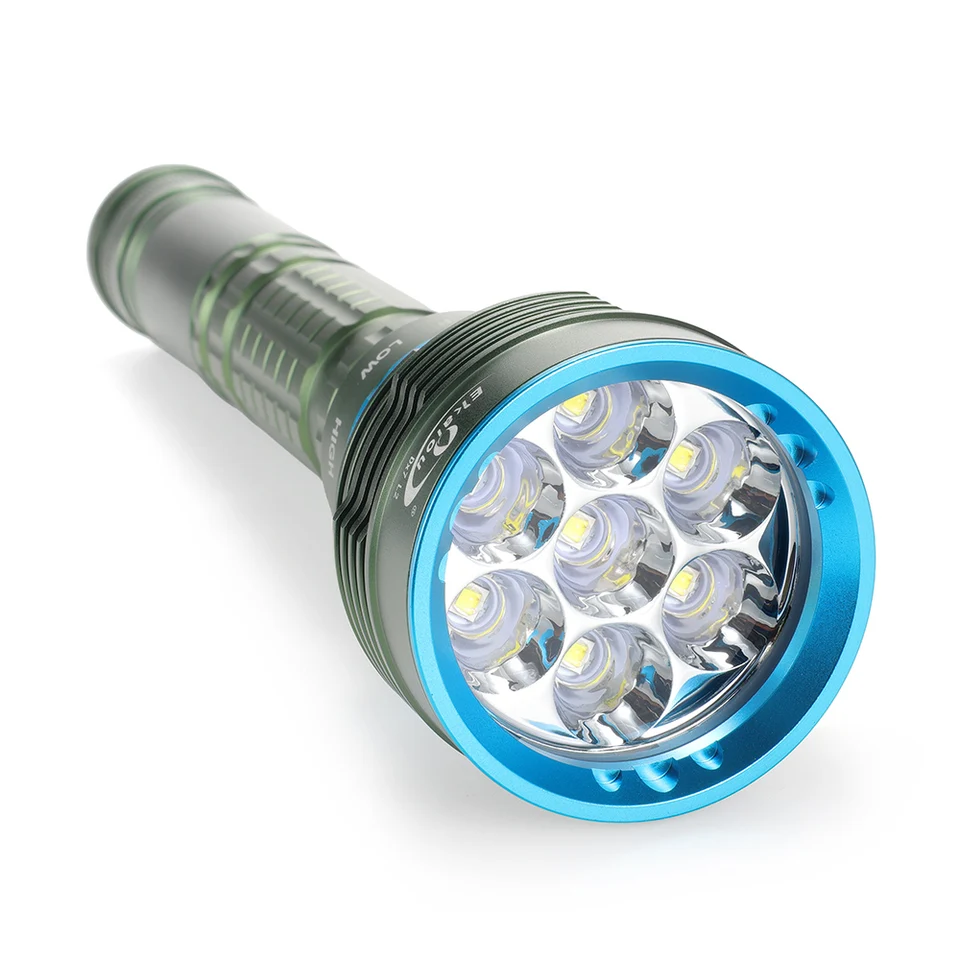 Ekaiou Diving Flashlight 7 LED T6 L2 White Yellow Light Powerful