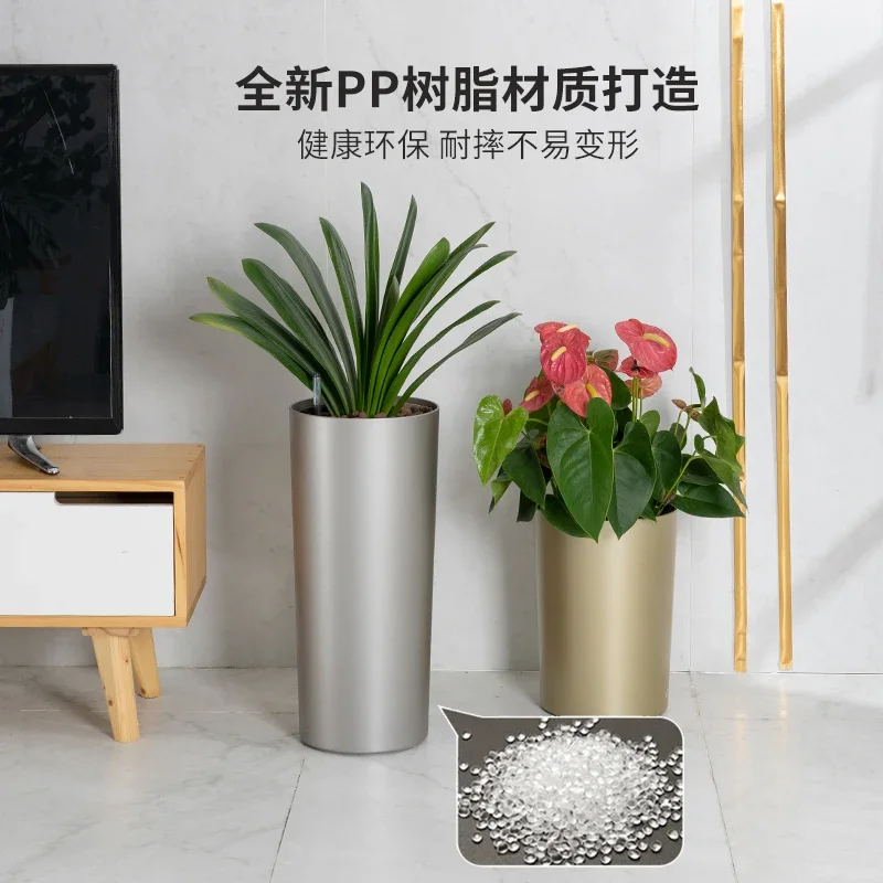 Tiger skin Orchid Flower Pot Special Living Room Self absorbent Lazy Person Large Household Resin Light Luxury Style Simple Cyli