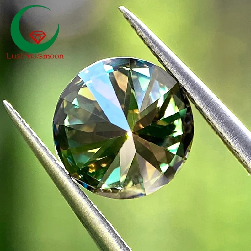 Blue Green Moissanite with certificate5.0mm-11mm 1-5CT Round Loose Stones loose Moissanite Jewelry DIY Moissanite GRA