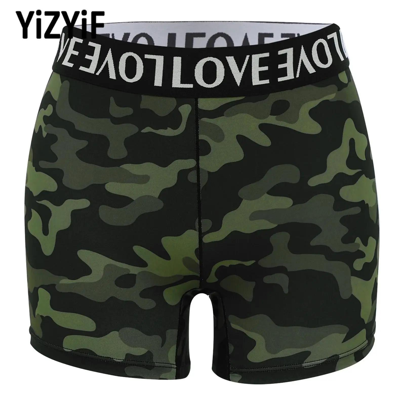 Women Girls Panties Leopard Pattern Gym Shorts Stylish Letter Printed Elastic Waistband Panties Underwear Activewear Sportswear