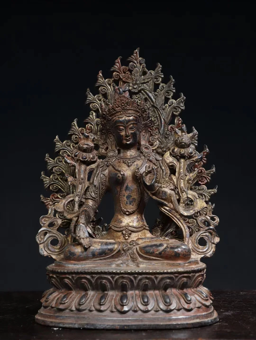 Old Qing Dyansty copper the light of Buddha shines Buddha statue,#03,Handmade