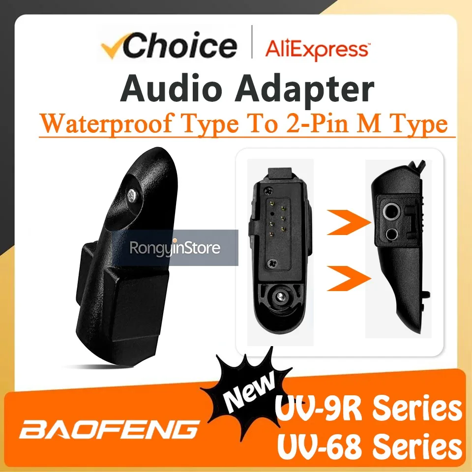 

Baofeng Audio Adapter 2 Pin M Plug Earphone Speaker Mic for UV-9R Pro V2 UV-68 Pro Max V2 UV-S22 Waterproof CB Radio Accessories
