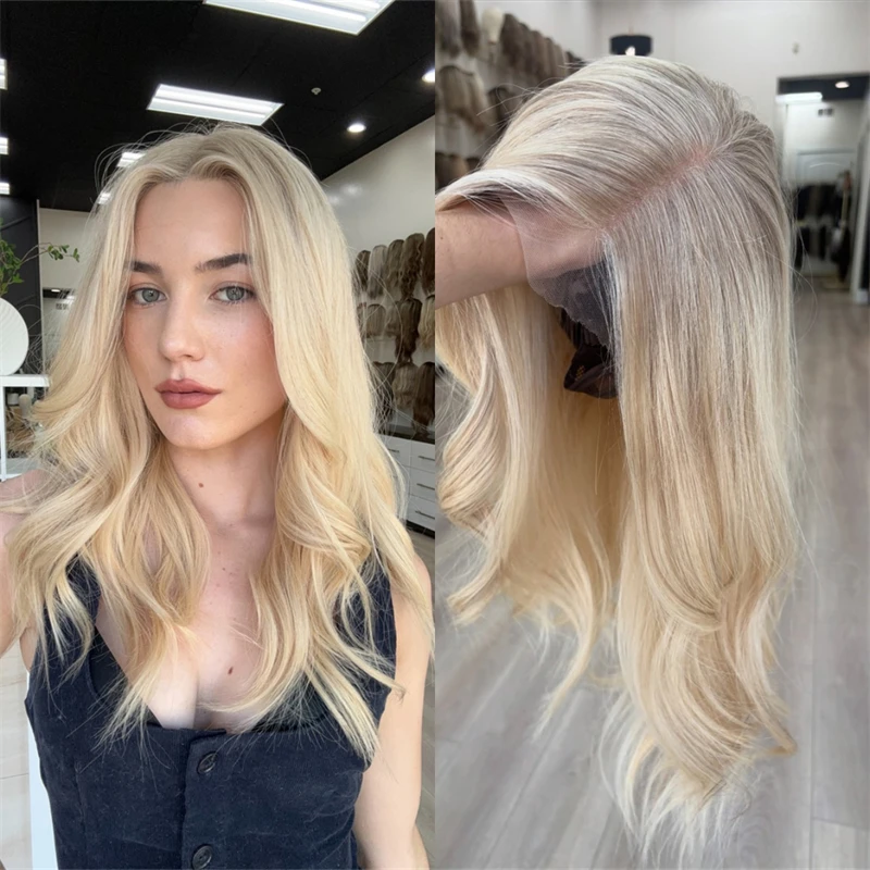 

Light Golden Blonde HD Wig Soft Natural Synthetic Lace Front Wig Women's Wig High Density Wig Natural Wave Wig Party Wig 20 Inch