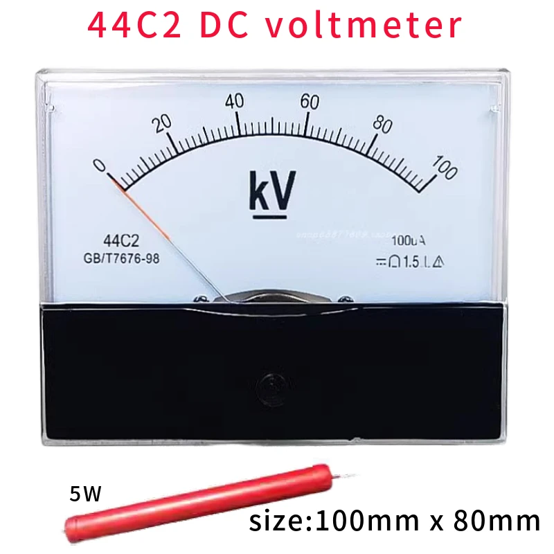 44C2 DC voltmeter 10KV 20KV30KV50KV100KV Pointer type high-voltage voltmeter matched with high-voltage resistor 5W