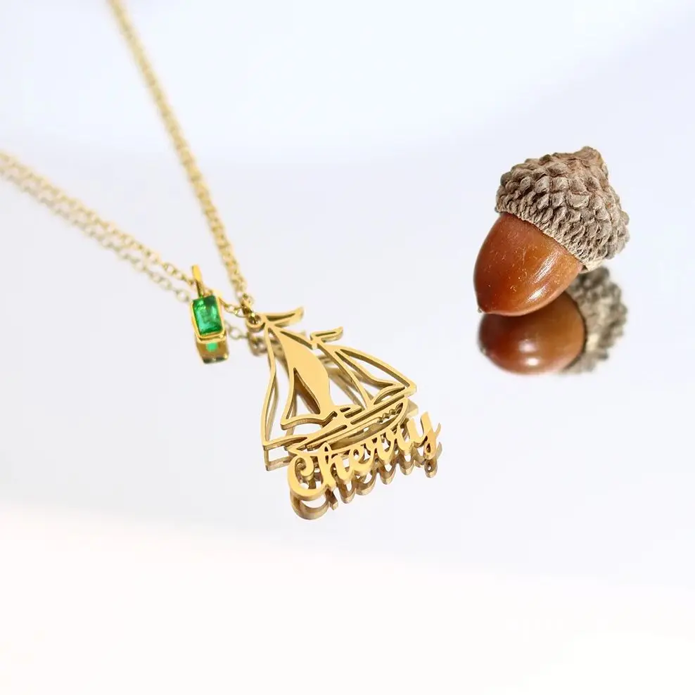 

Chandler Customized Hollow Sailboat Name Necklace Stainless Steel Christmas Gift For Men Nautical Punk Jewelry