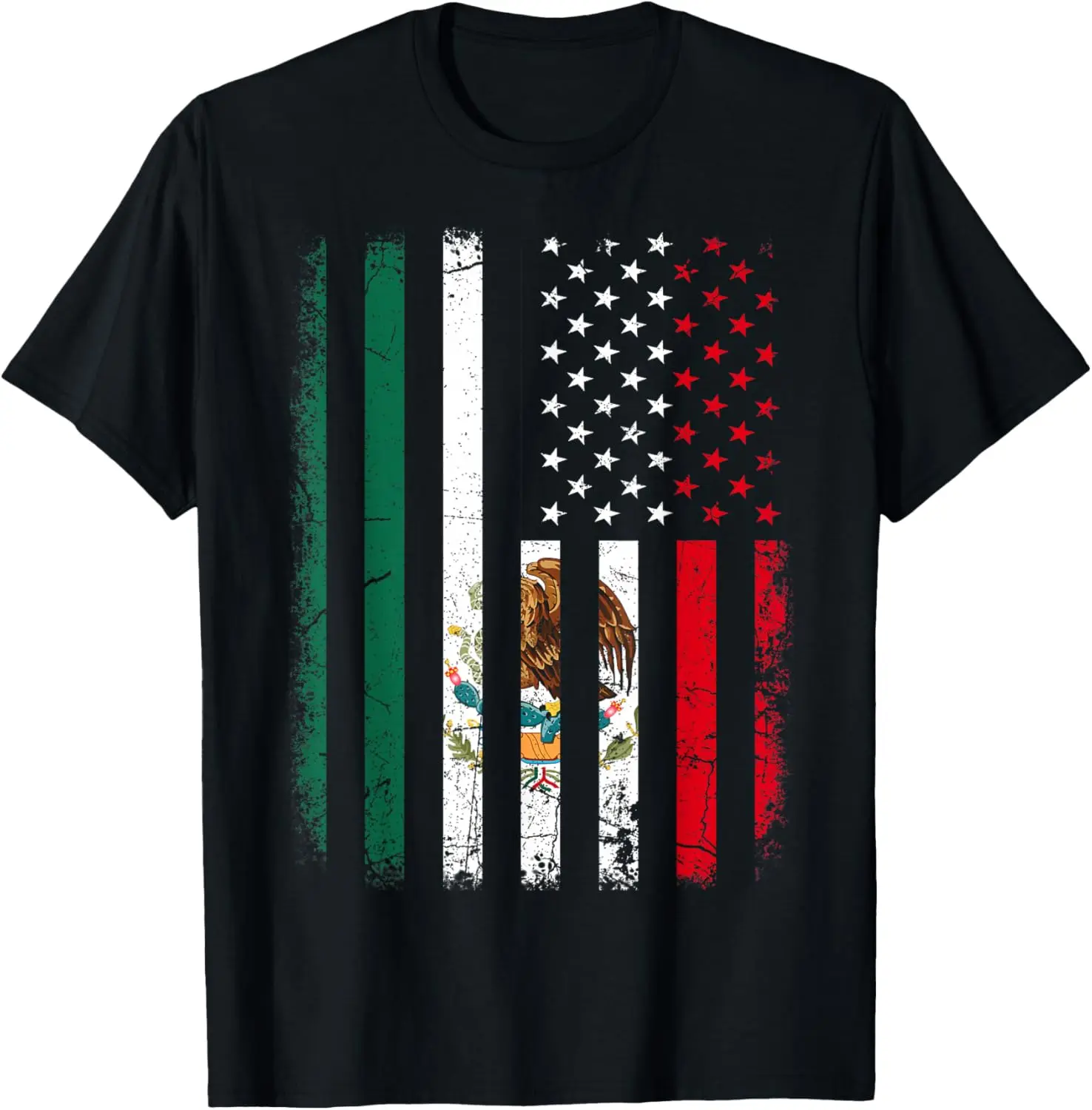 Mexican American Flag Mexican Roots Mexico America T-Shirt 100% Cotton O-Neck Short Sleeve Summer Casual Mens T-shirt Streetwear