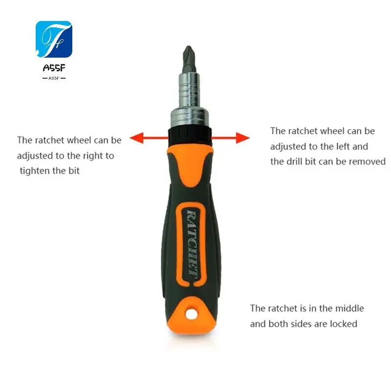 

A55F-Precision Ratchet Screwdriver 38-Piece Set CR-V Bit With Universal Wrench 180 Degree Adjustable Handle Repair Hand Tool