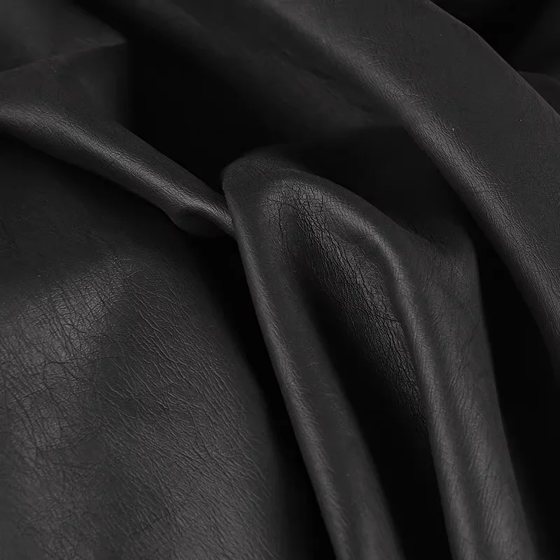 Faux Leather Fabric Retro PU Leather Matte Dark Black Designer Fabric Wholesale Cloth Diy Sewing Fabric Material