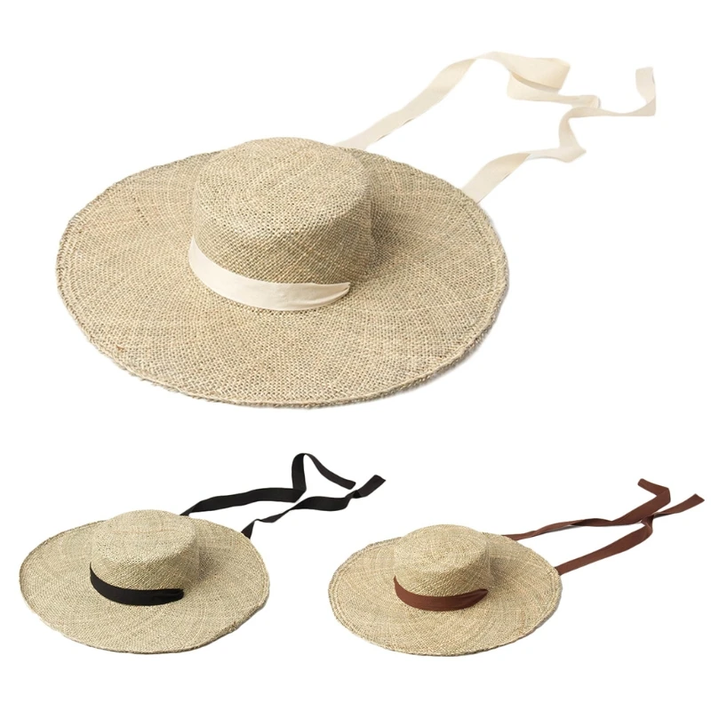 Straw for Sun Hat Lightweight Lady for Sun Caps Adjustable Daily Access N58F