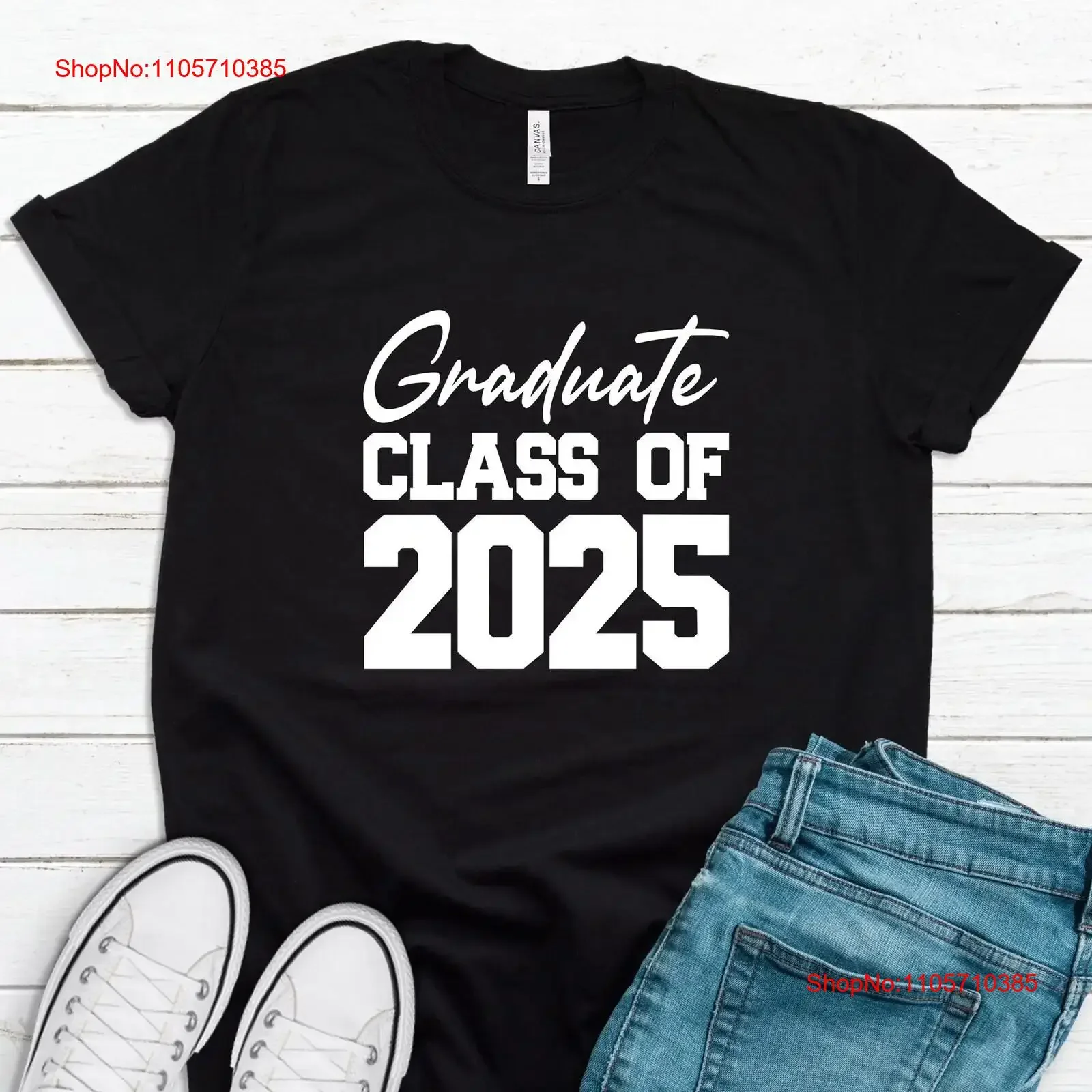 2025 Graduation T Shirt Class of Senior High School or College Grad T2380 vintage Washed streetwear Stretched homme Unisex