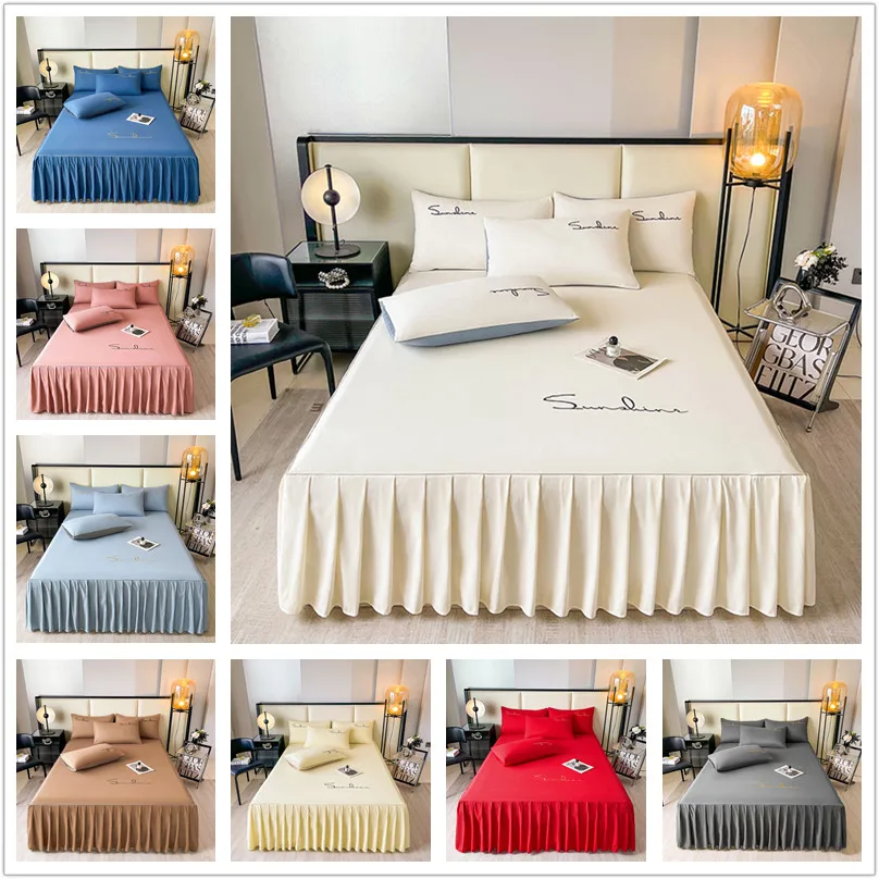 

Bonenjoy Skin-friendly Bed Skirt Ruffles Bedspread Adults Kids Room Bed Cover Home Mattress Protector (Pillowcase Need Order)
