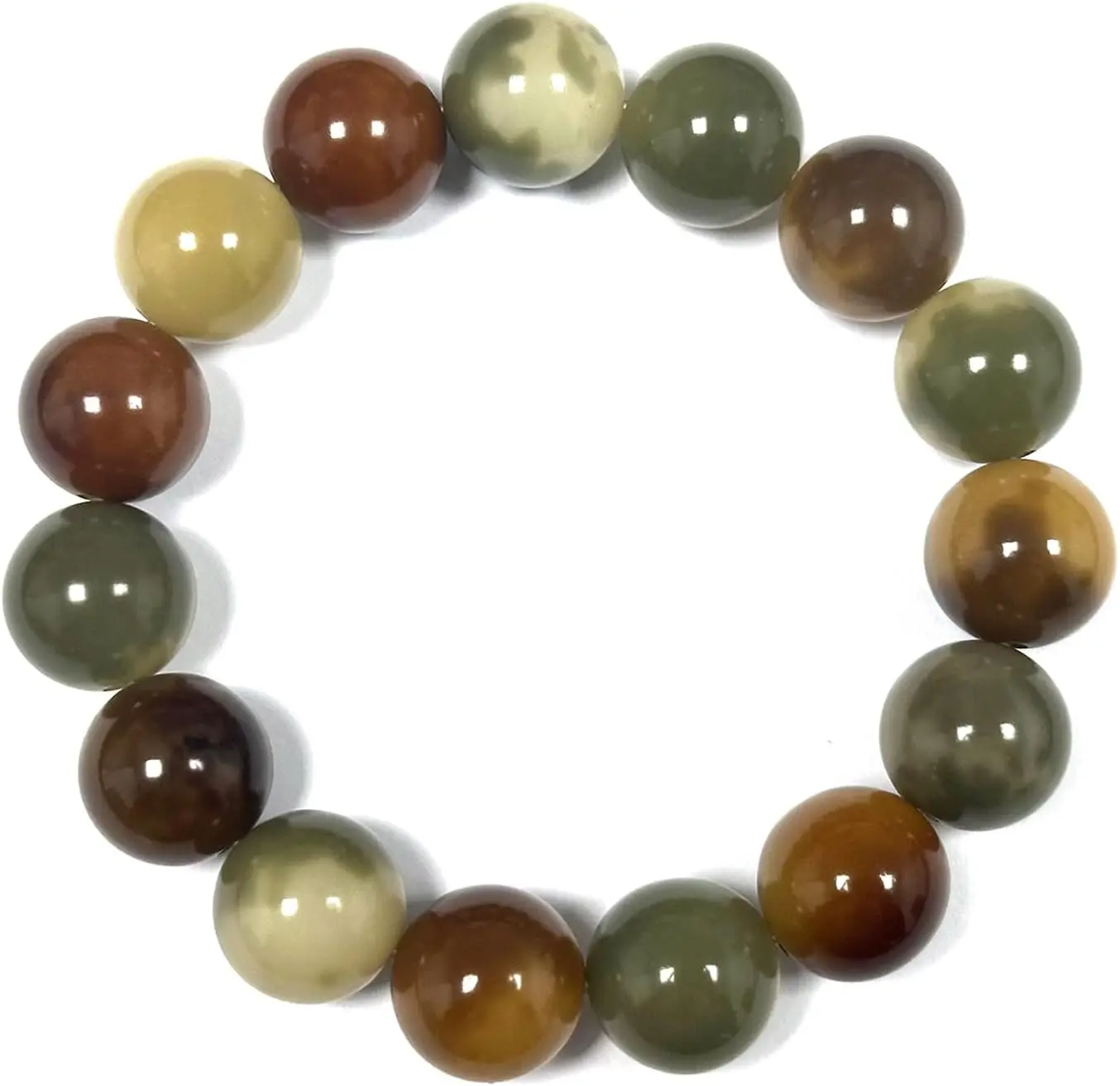 

Natural Flower Skin Jade Bodhi Root Bracelet 7.9in Warm And Moist Like Jade Bodhi Root Beading Bracelet Retro 14mm (1Pcs)