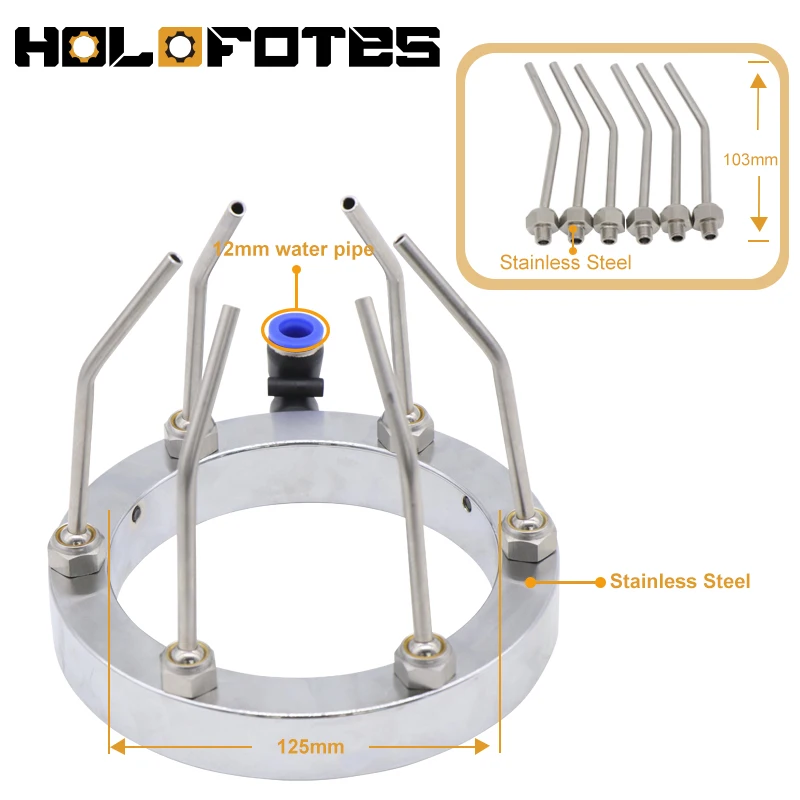 CNC Spindle Tool Cooling Water Ring Stainless Steel Plastic/Metal Nozzle 360 Degrees Durable Water Spray Ring CNC Machine Tool