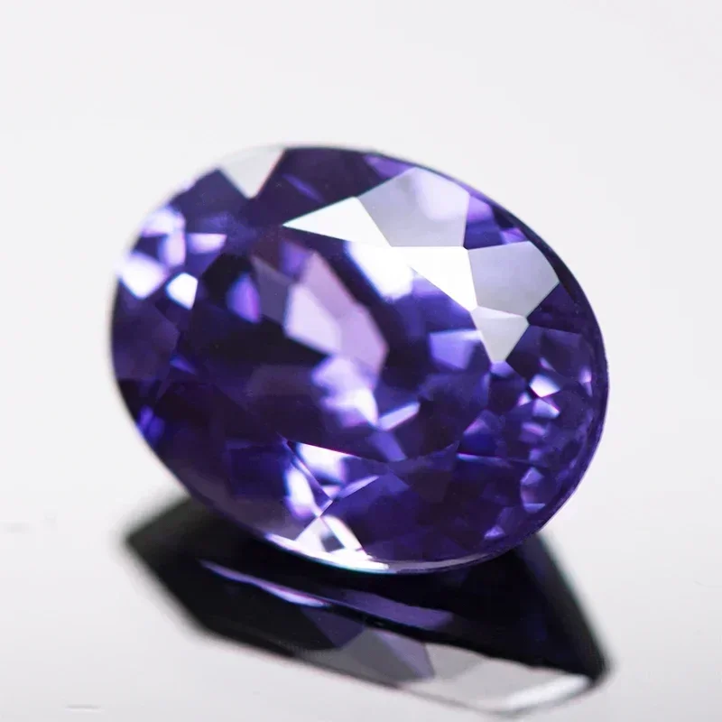 

Lab Grown Sapphire Loose Stone Gemstone Oval Shape Purplish Blue Color VVS1 Beads for Jewelry Making Selectable AGL Certificate
