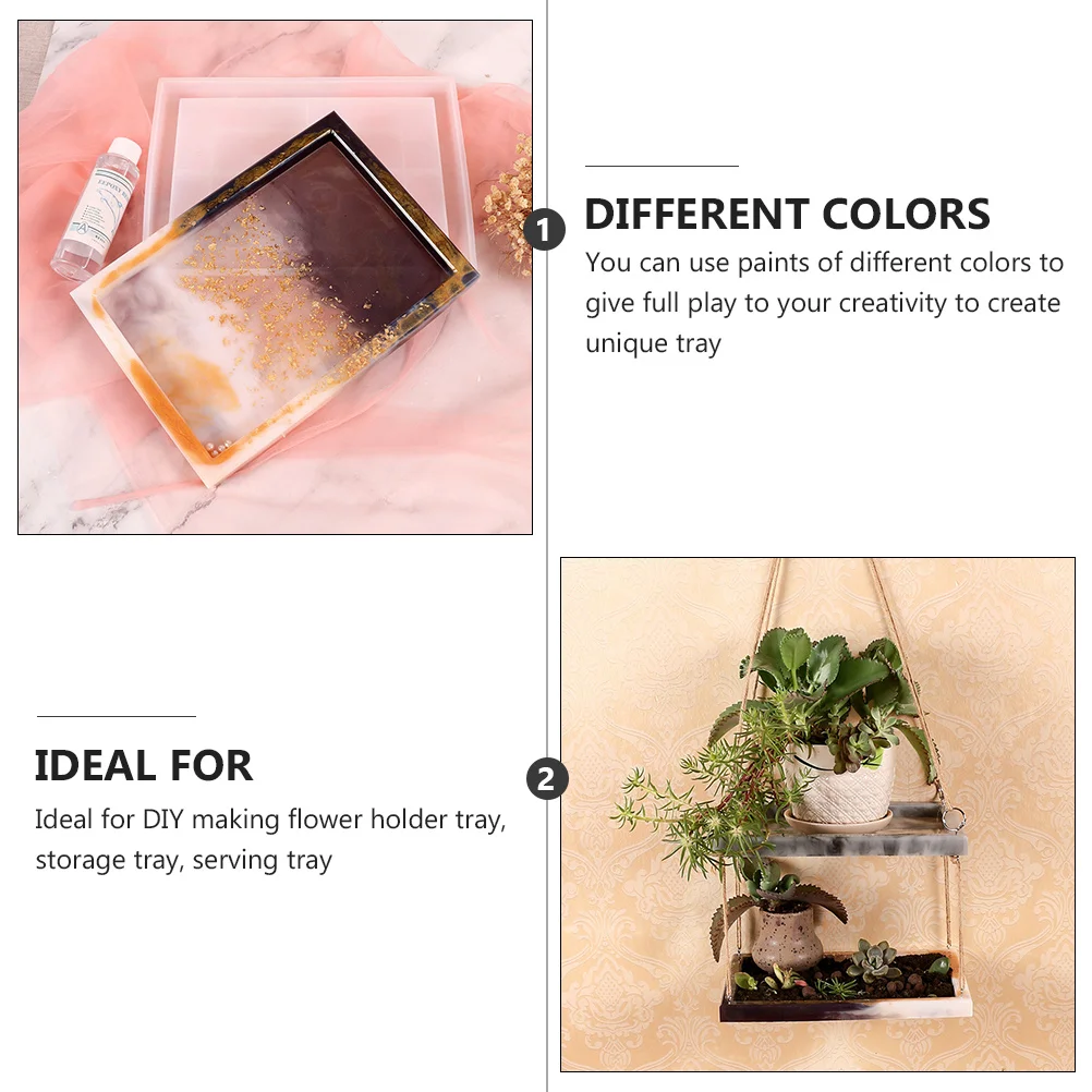 

DIY Silicone Mold for Epoxy Resin Trays Flower Holders and Handicrafts Reusable Flexible Mold for Artistic Home Accessories