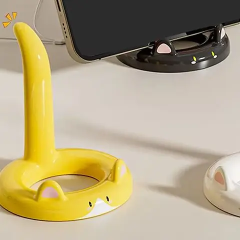 Cute Cartoon Cat Mobile Phone Holder Creative Mini Desktop Stand Decorative Ornament