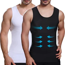 2 Packs Men Compression Shirts Tank Tops Undershirts Mens Slimming Body Shaper Vest Sleeveless Abdomen Slim Vest Fitness Workout