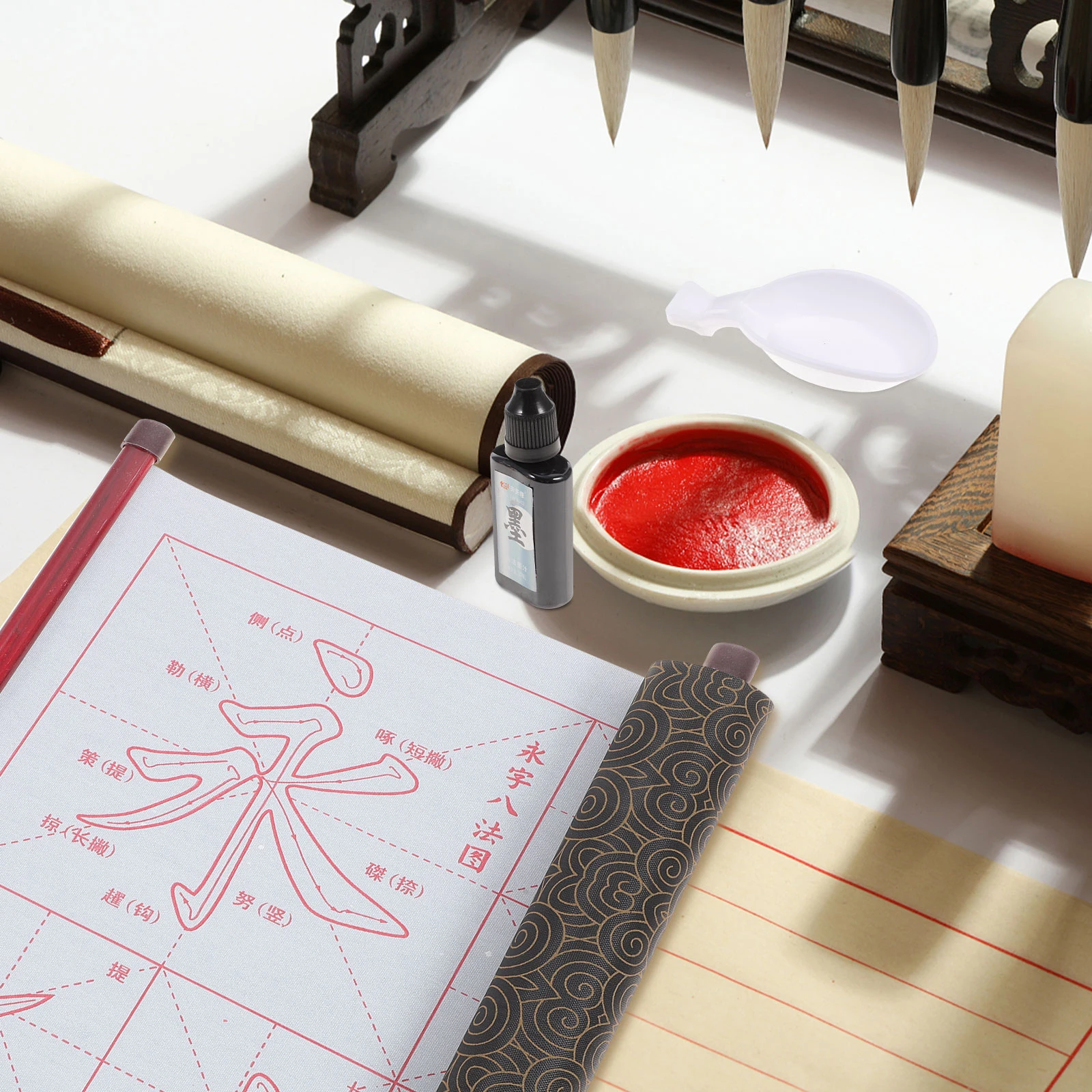 

1 set 1 Set Water Writing Cloth Durable Lightweight Calligraphy Practice Brush Pen Set For Students Adults Artists Reusable