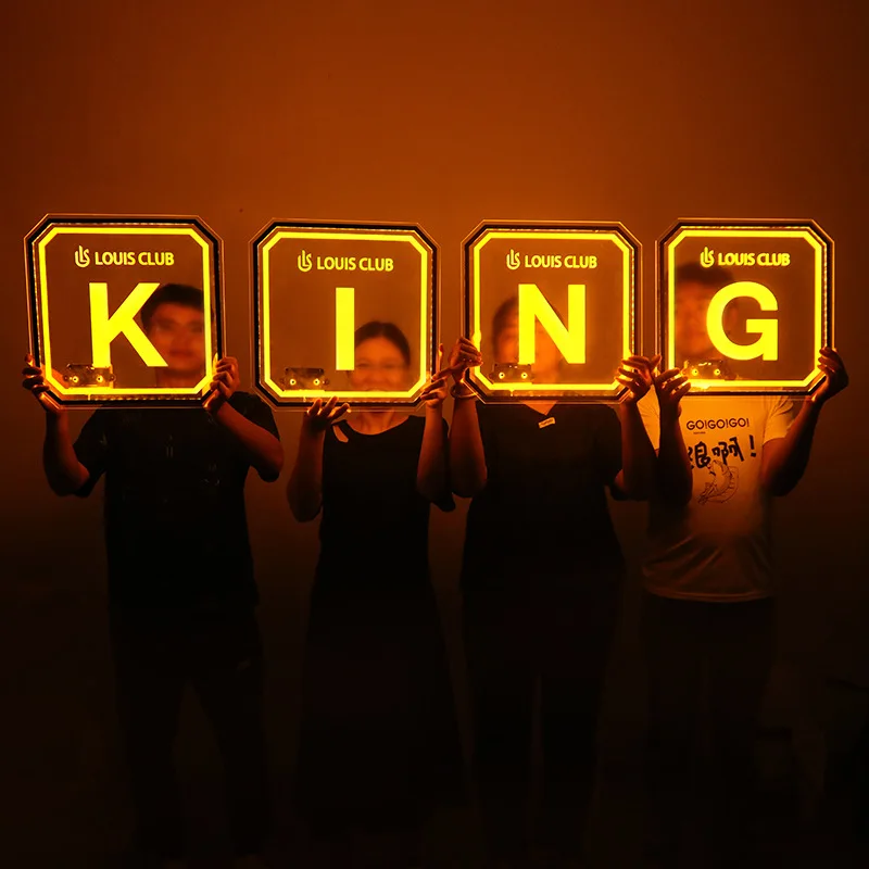 

Bar decorative lights 26 luminous English letters LED square transparent KTV nightclub toasting hands raise signs