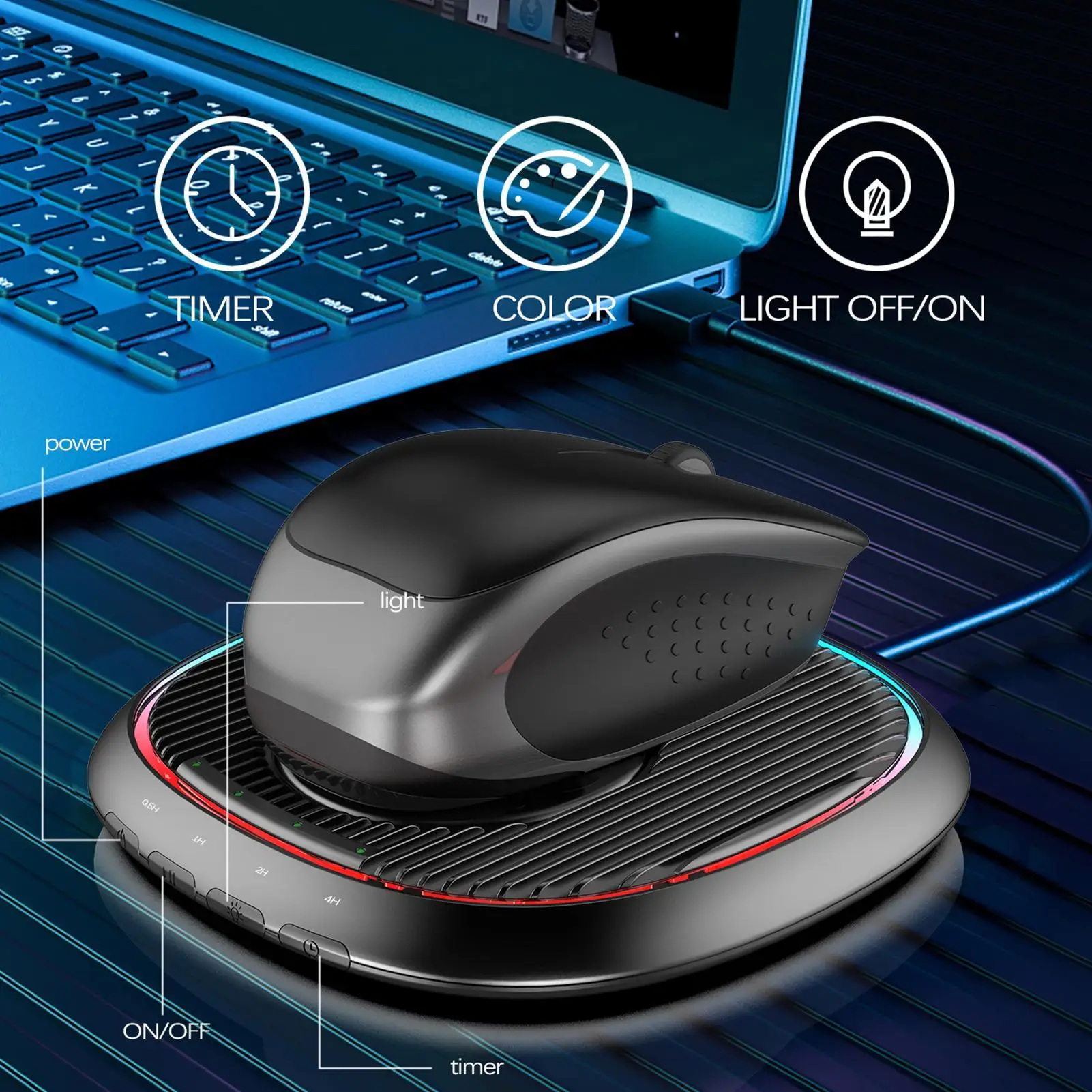 

Мыши Jiggler Необнаружимые мыши Автоматический RGB-перемещение Поддержите ПК Компьютер во время симуляции мышей Шейкер с таймером