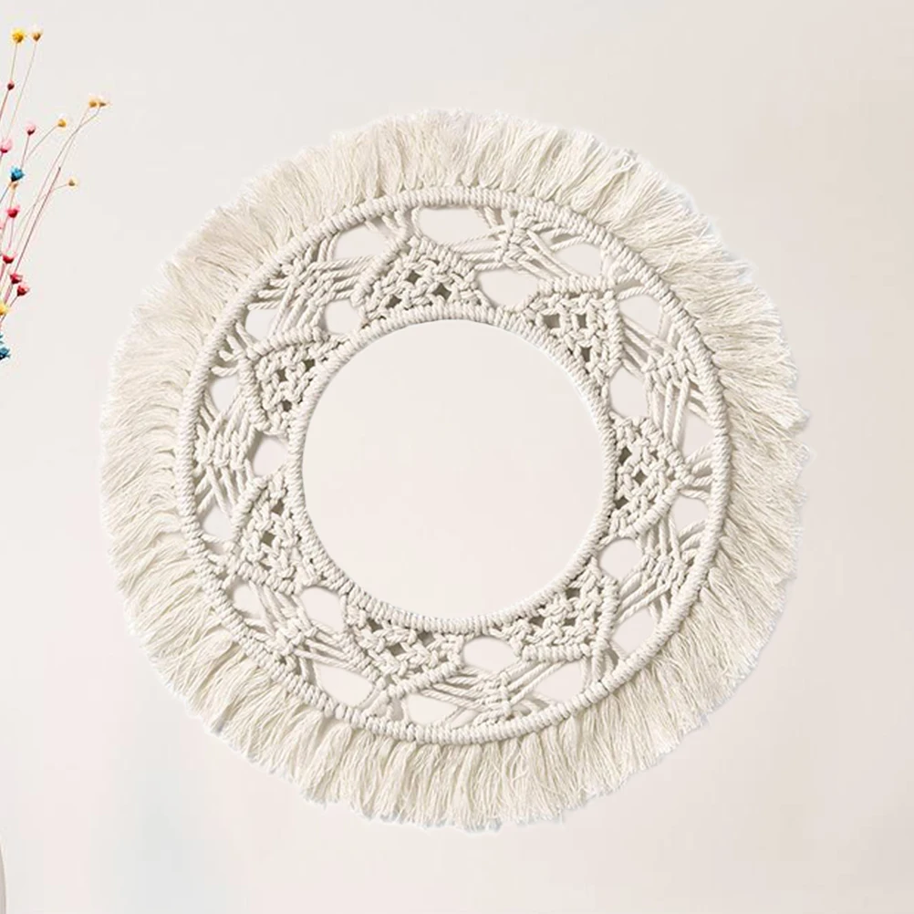 

1pc Rope Tapestry Hand-Woven Round Hanging Round Hanging Ornament Ornament Nordic Style Wall Decor Home Room Window Gift